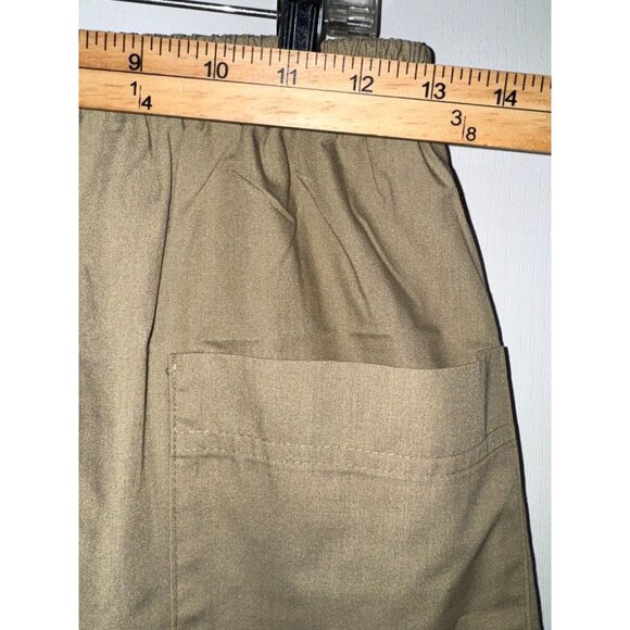 Vintage Liberated Lady Elastic Waist Khaki A-Line Midi Skirt With Snap Button Fr - Picture 7 of 7